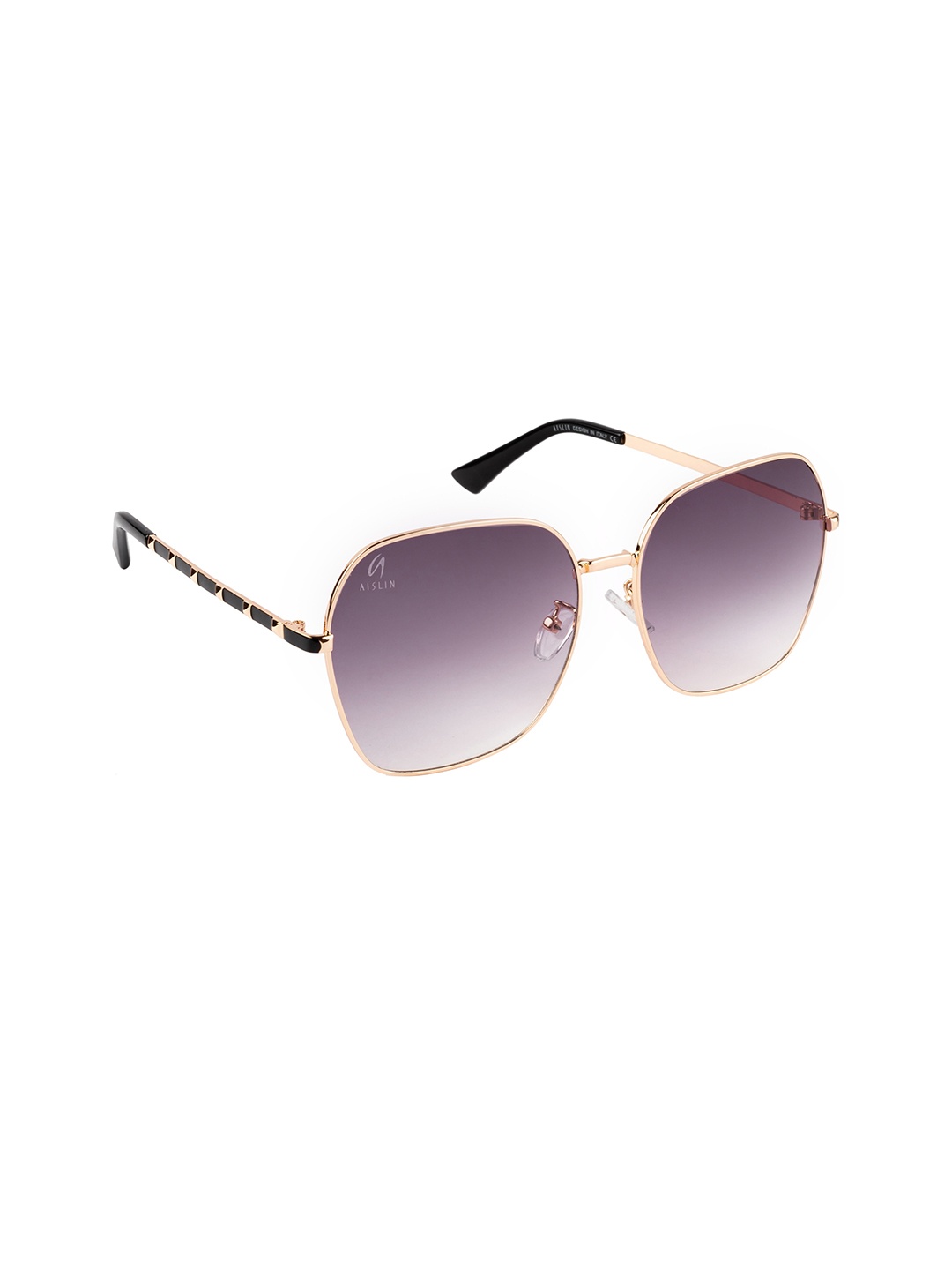 

AISLIN Unisex Grey Lens & Gold-Toned Oversized Sunglasses with UV Protected Lens