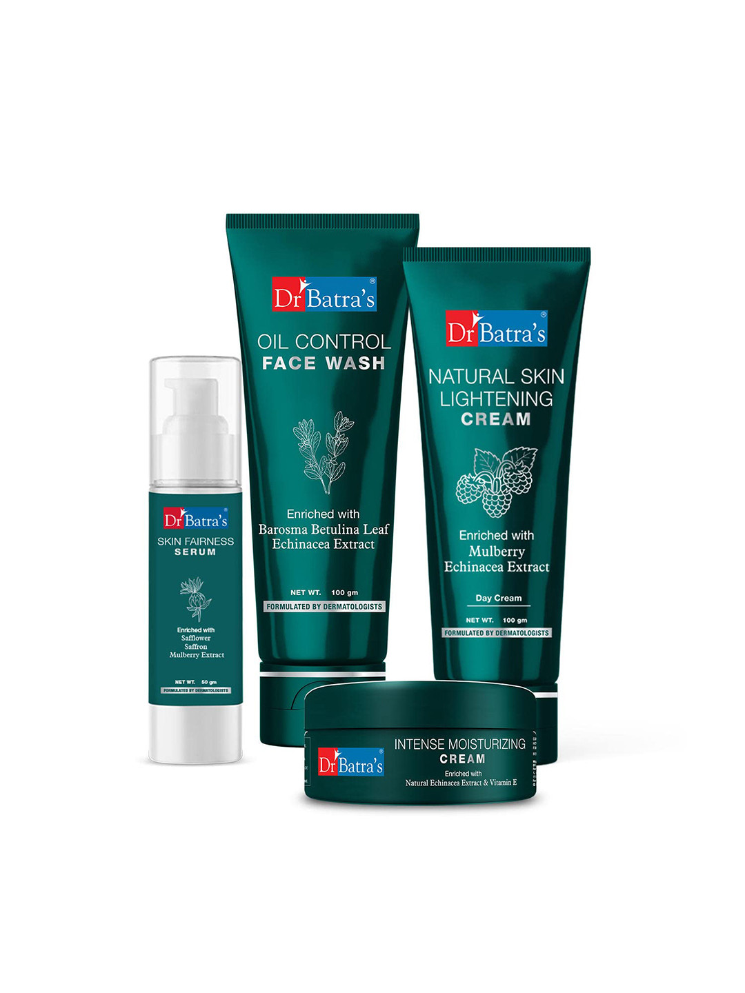 

Dr. Batras Skin Fairness Serum + Face Wash + Skin Lightening Cream + Moisturizing Cream, Multi