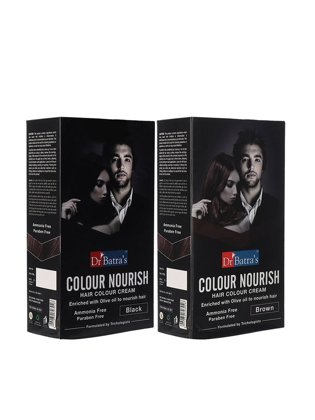 

Dr. Batras Set of 2 Colour Nourish Hair Colour Cream Black & Brown with Developer, Multi