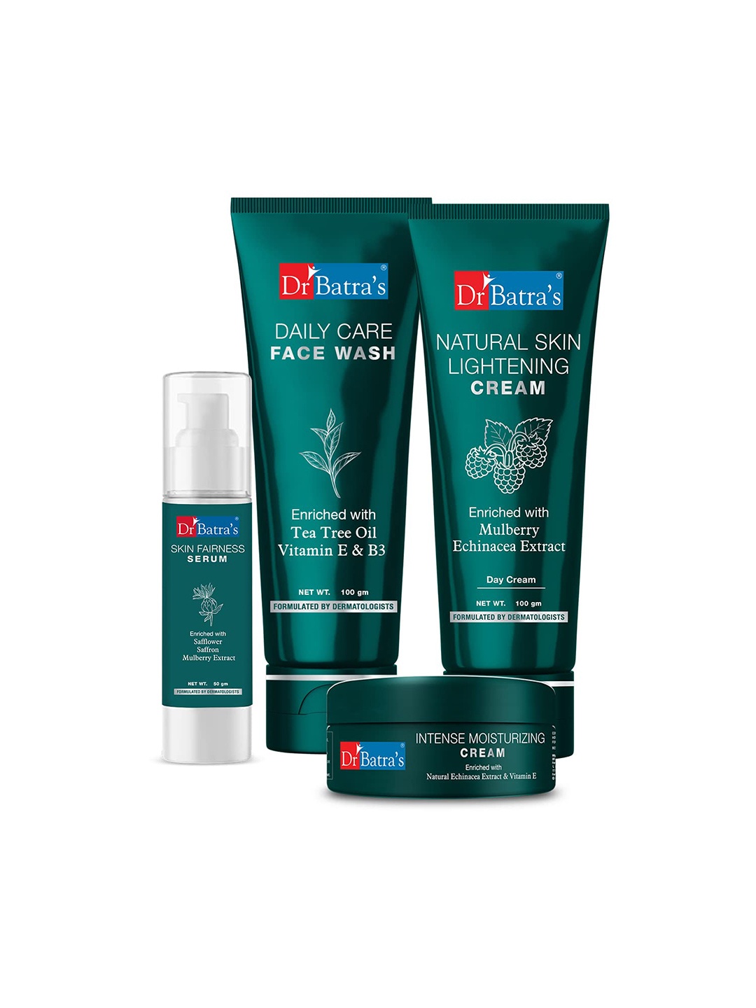 

Dr. Batras Skin Fairness Serum + Face Wash + Skin Lightening Cream + Moisturizing Cream, Multi