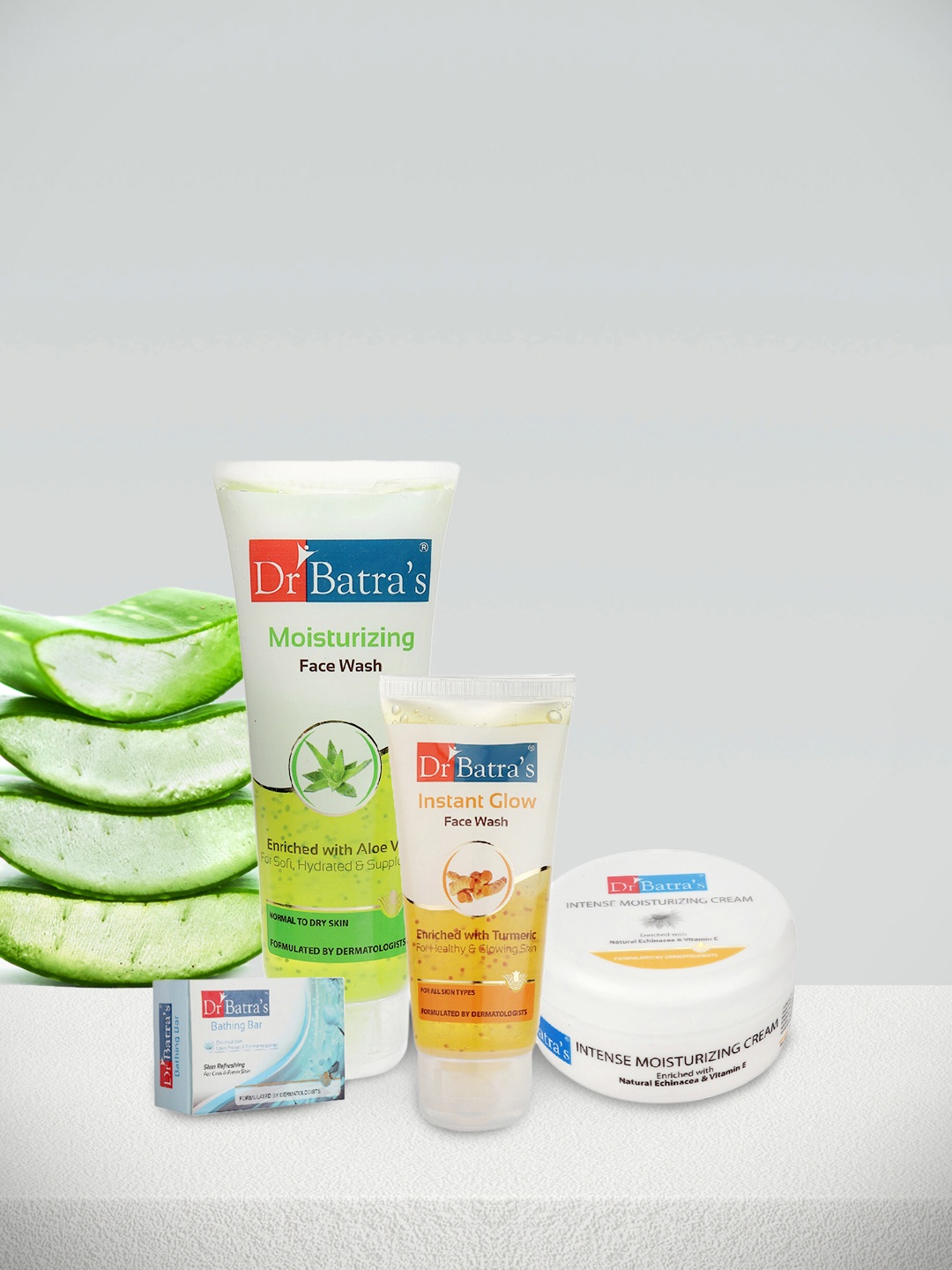 

Dr. Batras Set of Bathing Bar & Intense Moisturizing Cream with 2 Face Wash, Multi