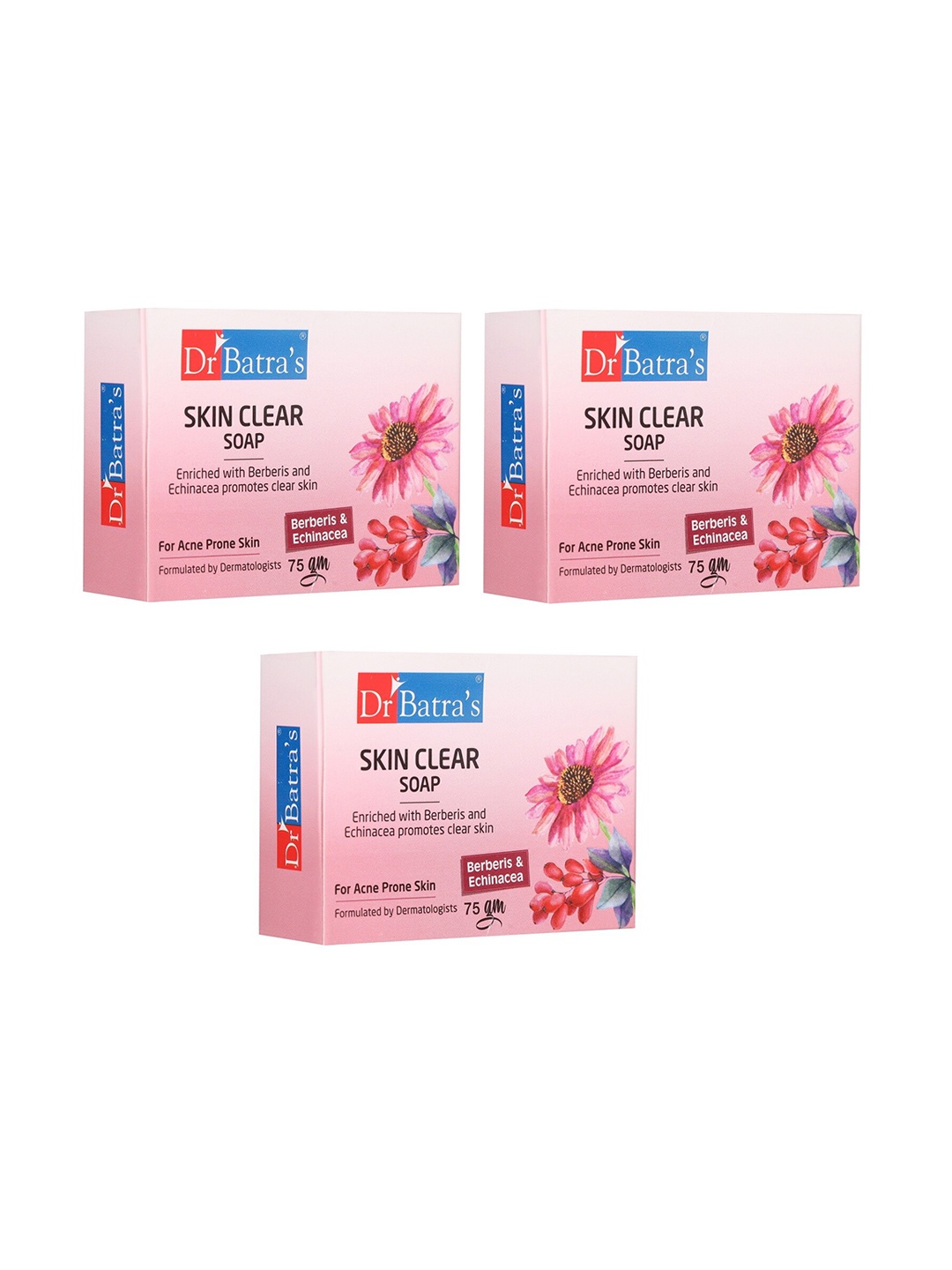 

Dr. Batras Unisex Set of 3 Skin Clear Soap For Acne Prone Skin, Pink