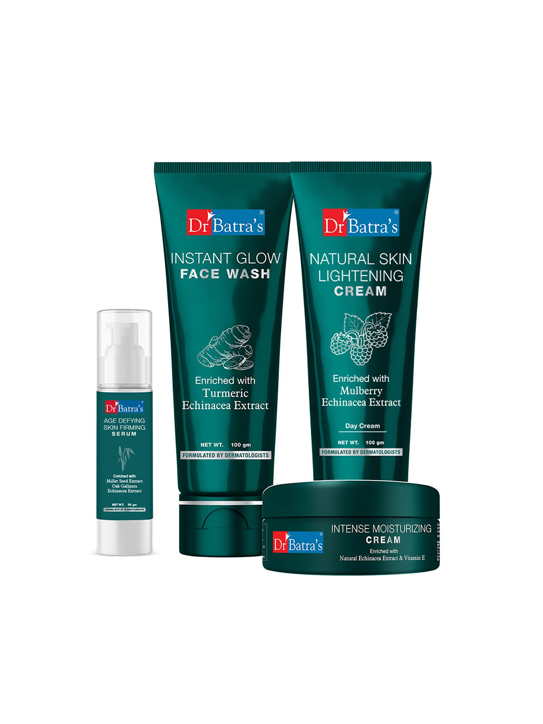

Dr. Batras Age Defying Serum + Face Wash + Skin Lightening Cream + Moisturizing Cream, Multi