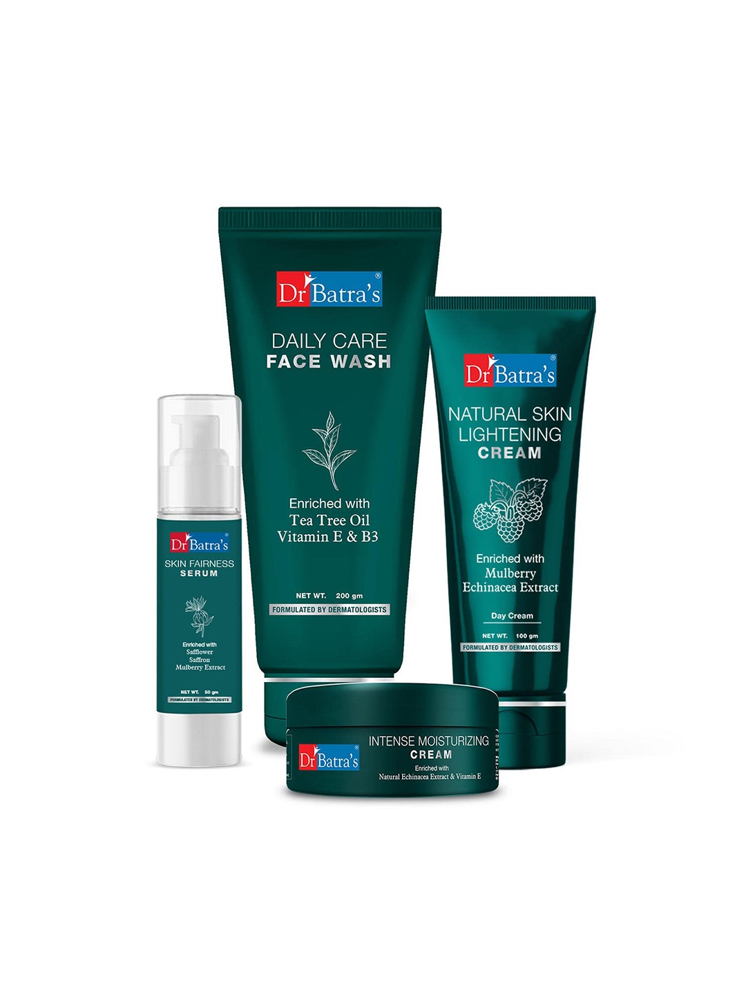 

Dr. Batras Skin Fairness Serum + Daily Care Face Wash + Skin Lightening Cream + Face Cream, Multi