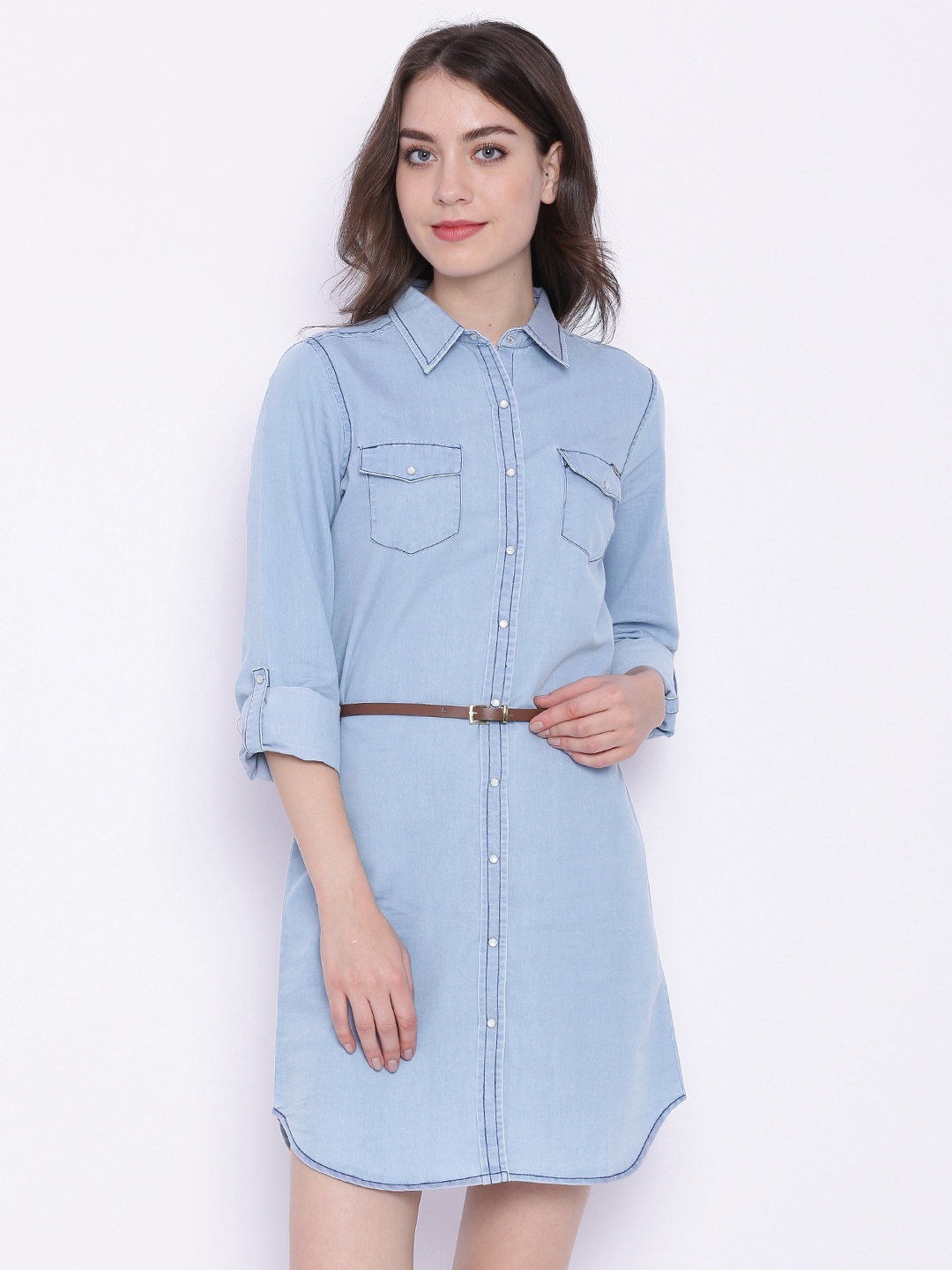 

Flying Machine Women Blue Denim Shirt Dress