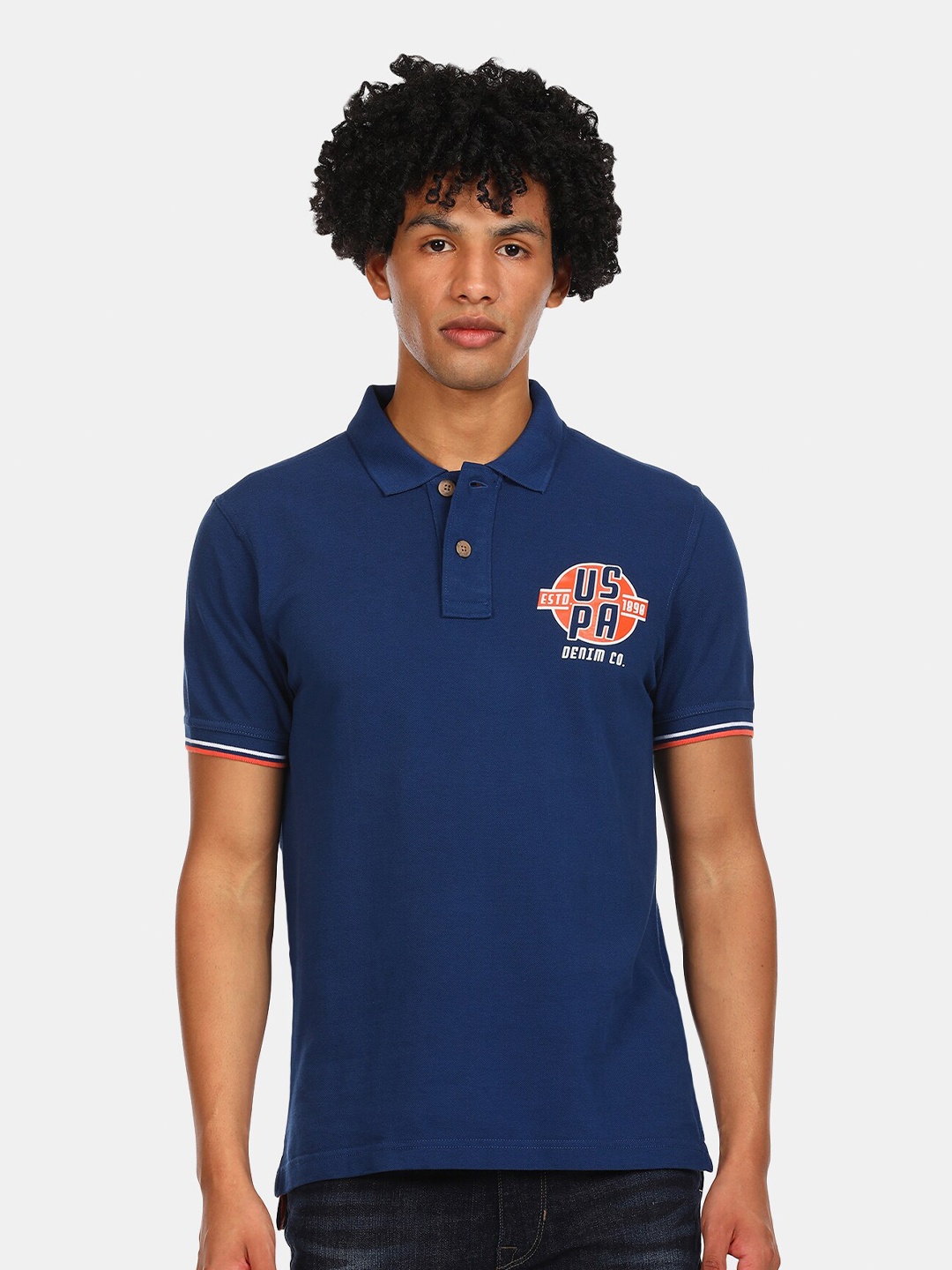 

U.S. Polo Assn. Denim Co. Men Blue Polo Collar T-shirt