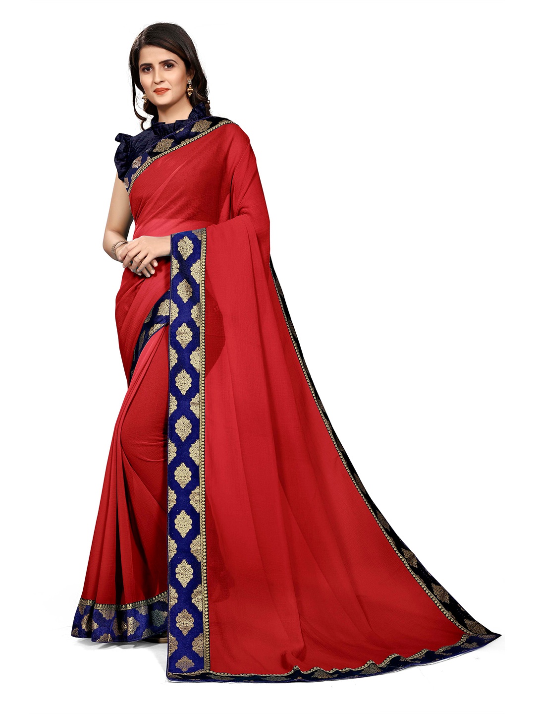 

KALINI Red & Blue Saree