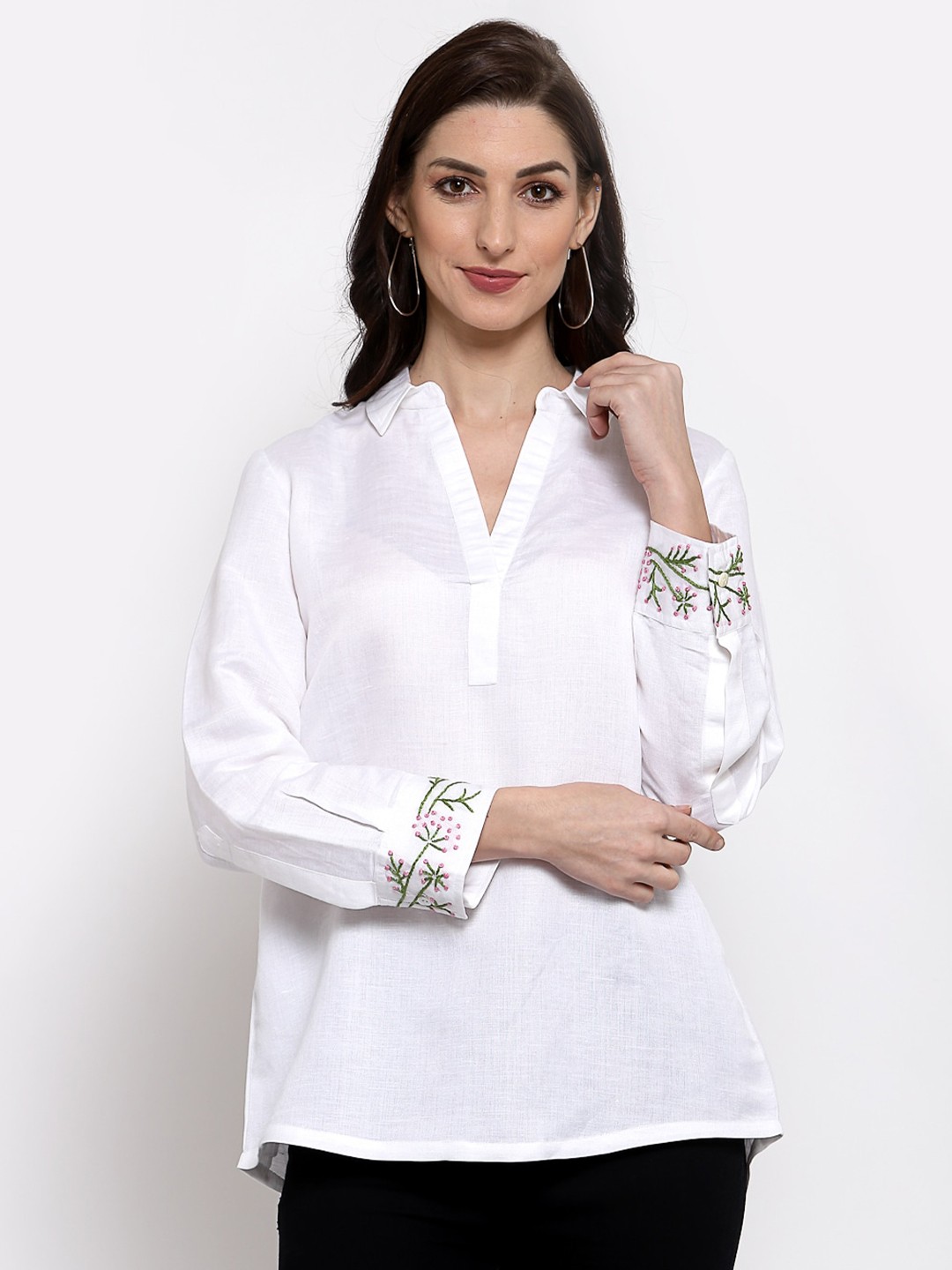 

DART STUDIO White Linen Shirt Style Top