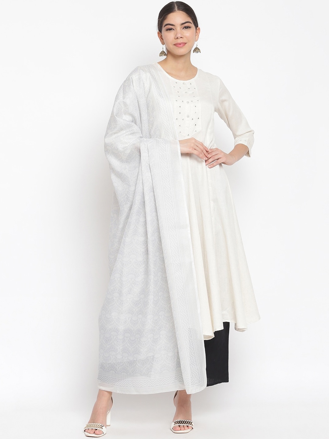 

IMARA Women Off White Liva Kurta