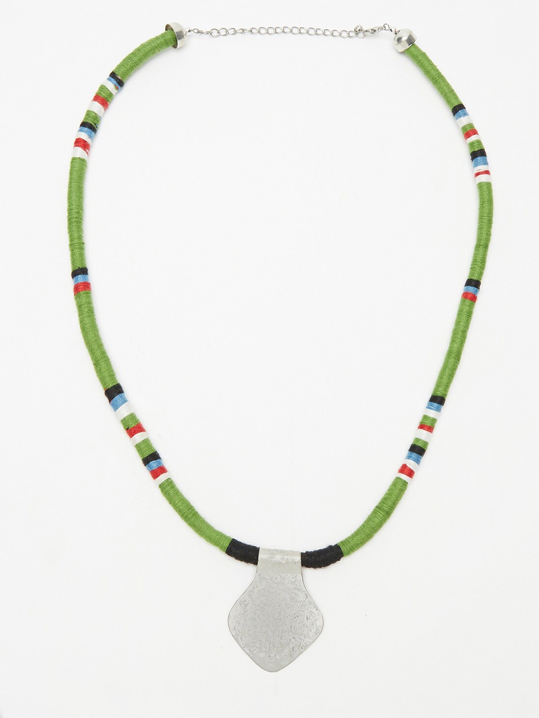 

Fabindia Women Green & Silver Metal Tribal Necklace