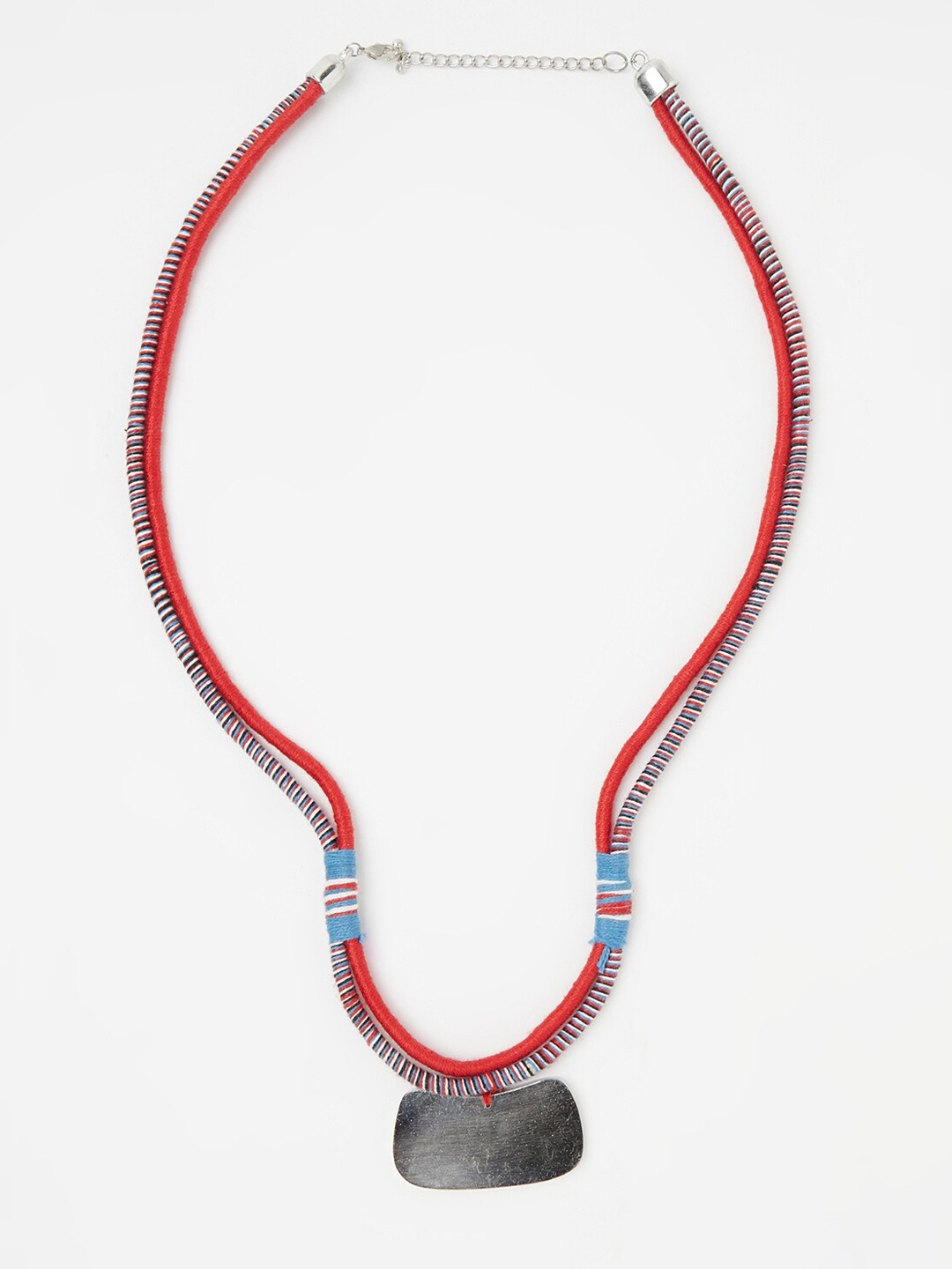 

Fabindia Women Red & Blue Metal Tribal Necklace