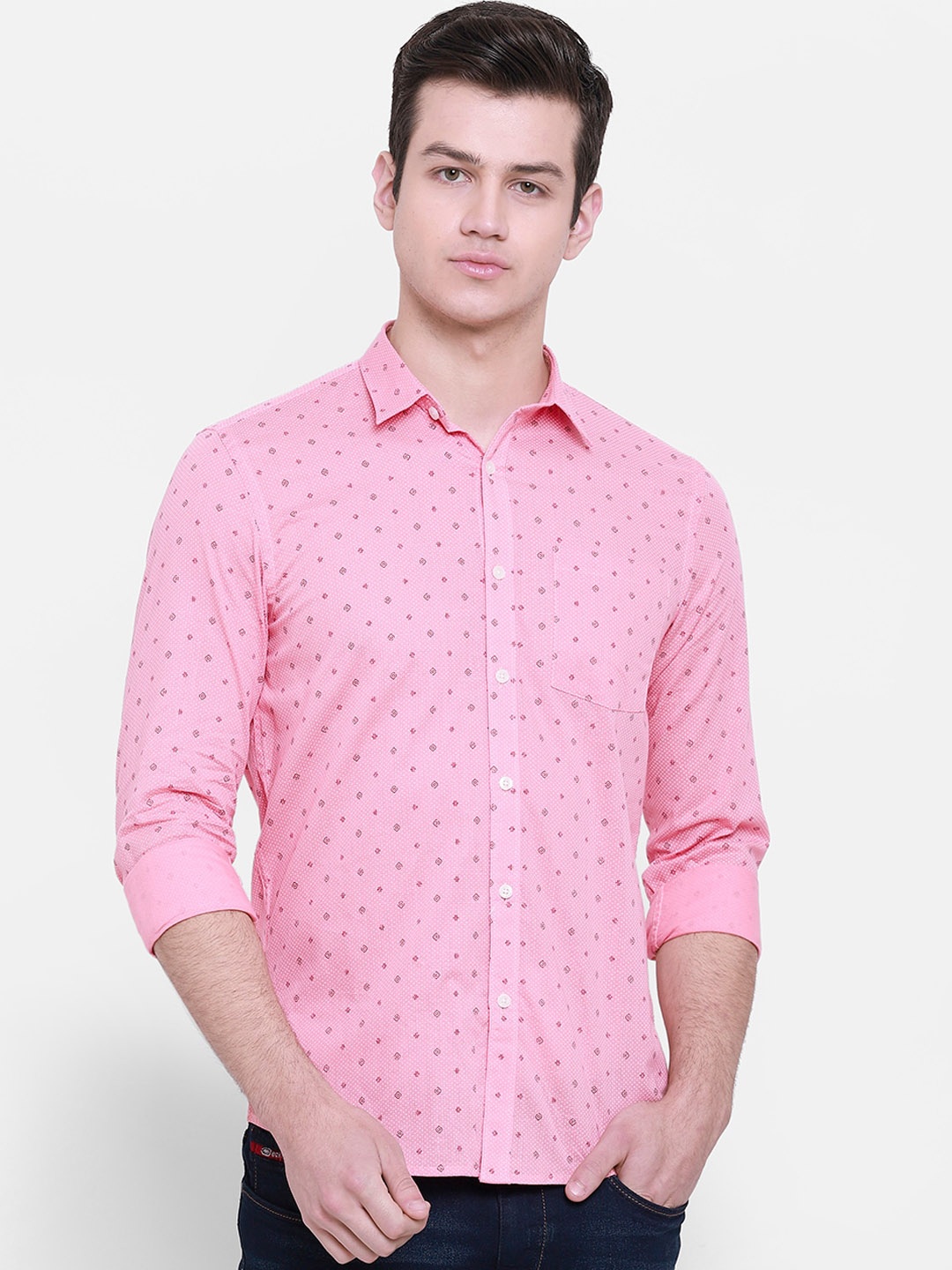 

cape canary Men Pink Printed Casual Shirt