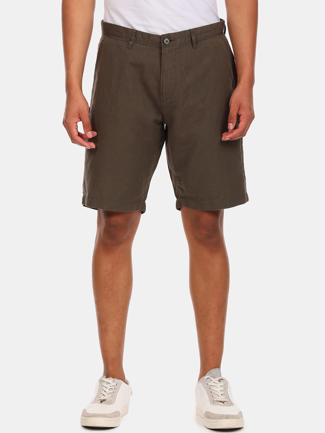 

U S Polo Assn Men Olive Green Mid-Rise Regular Shorts