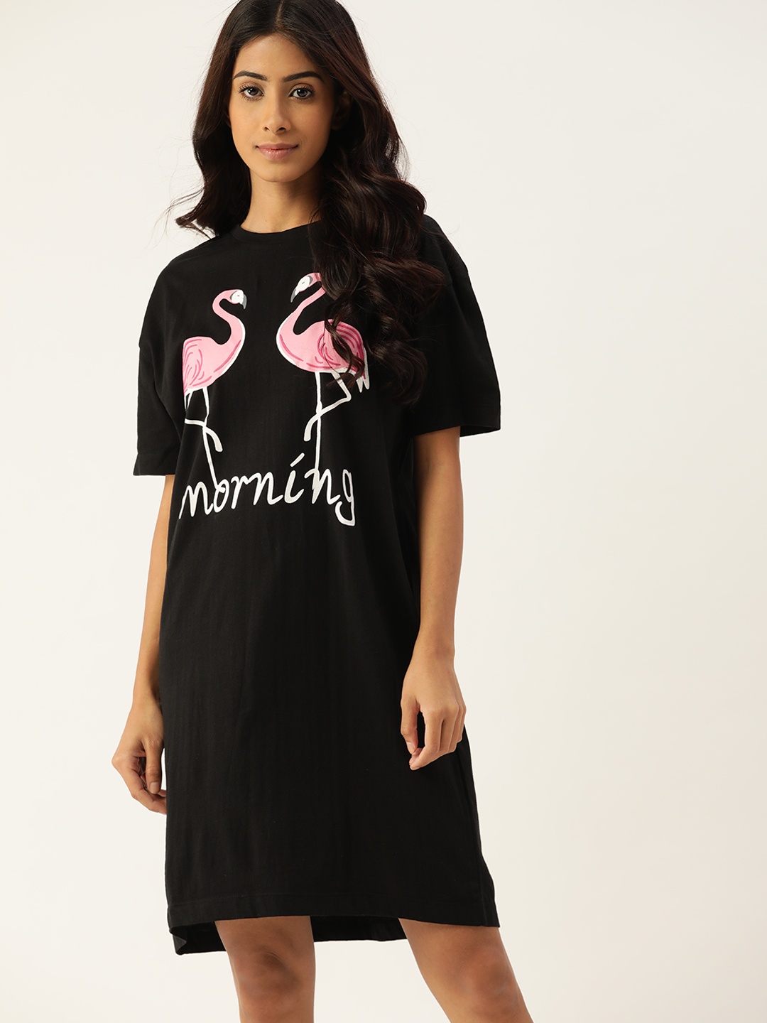 

ETC Black Printed T-Shirt Nightdress