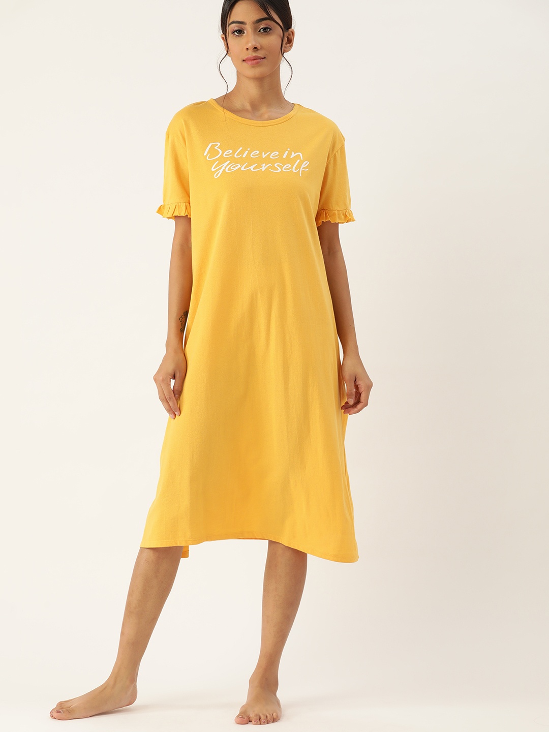 

ETC Yellow & White Printed Nightdress