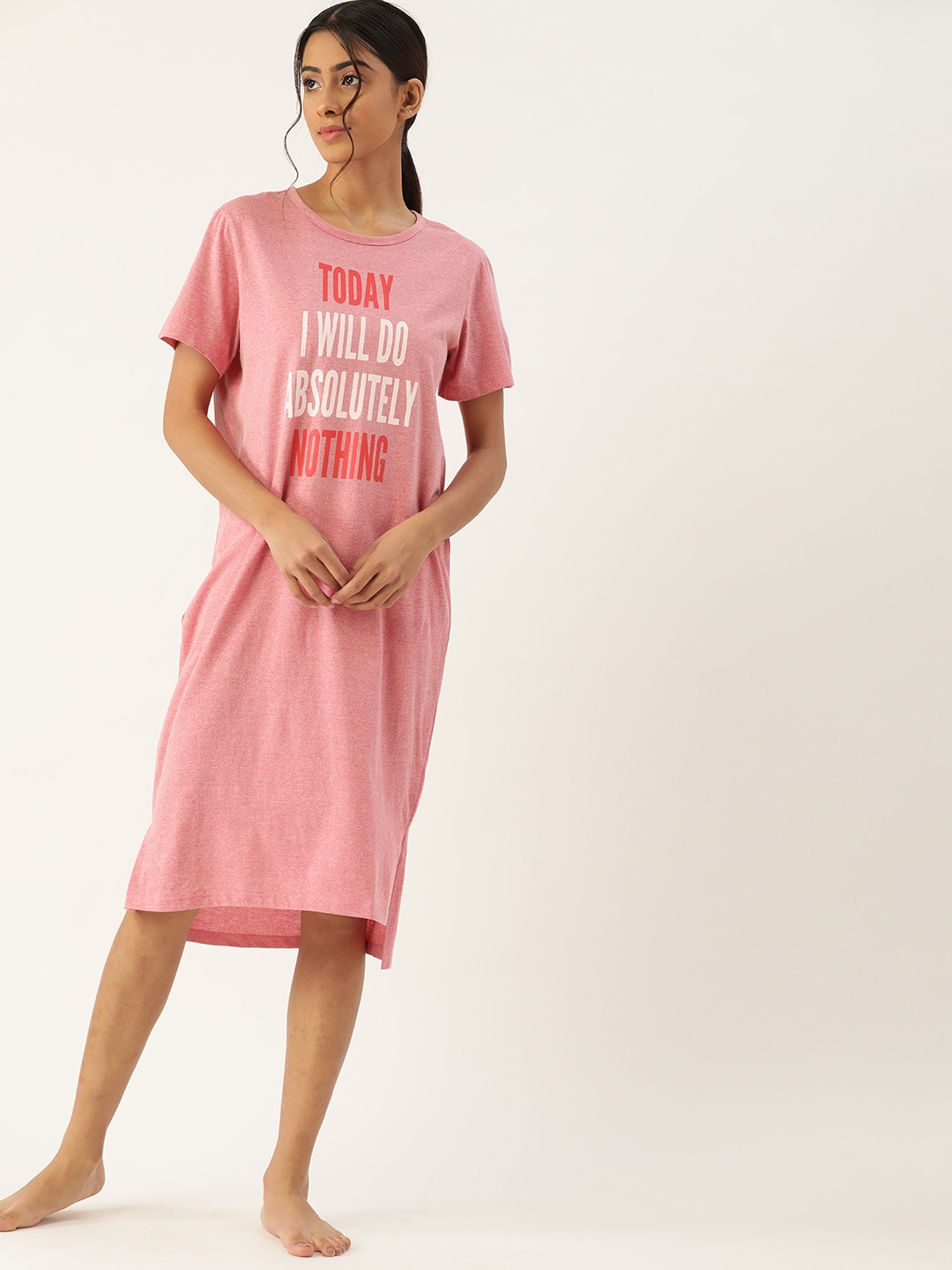 

ETC Pink & White Printed Nightdress