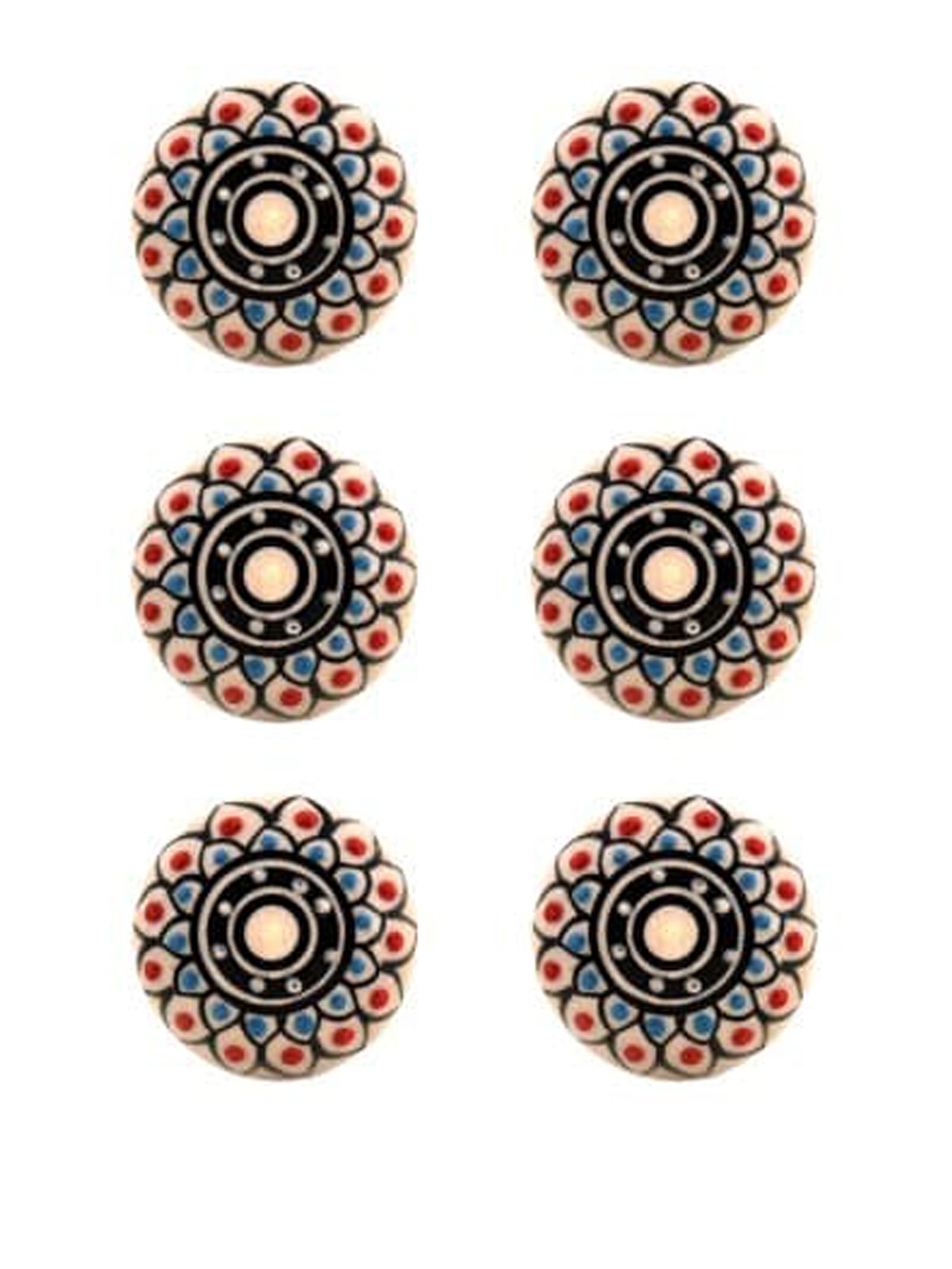 

The Decor Mart Set Of 6 Multicoloured Ceramic Decorative Knobs, Multi