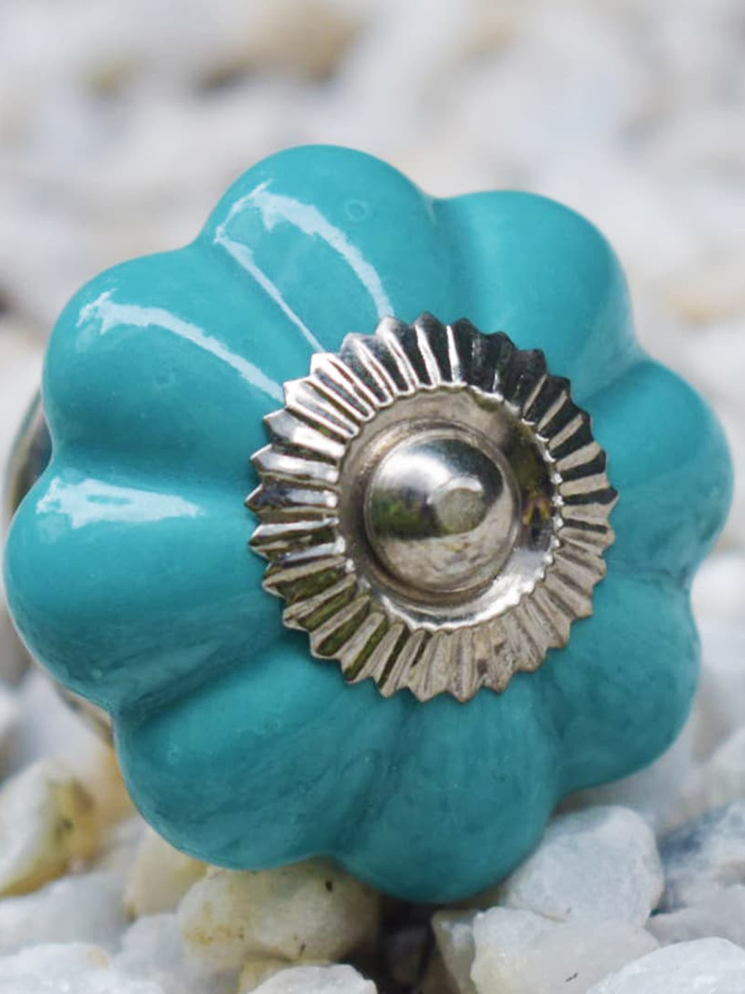 

The Decor Mart Set Of 6 Blue Ceramic Decorative Knobs