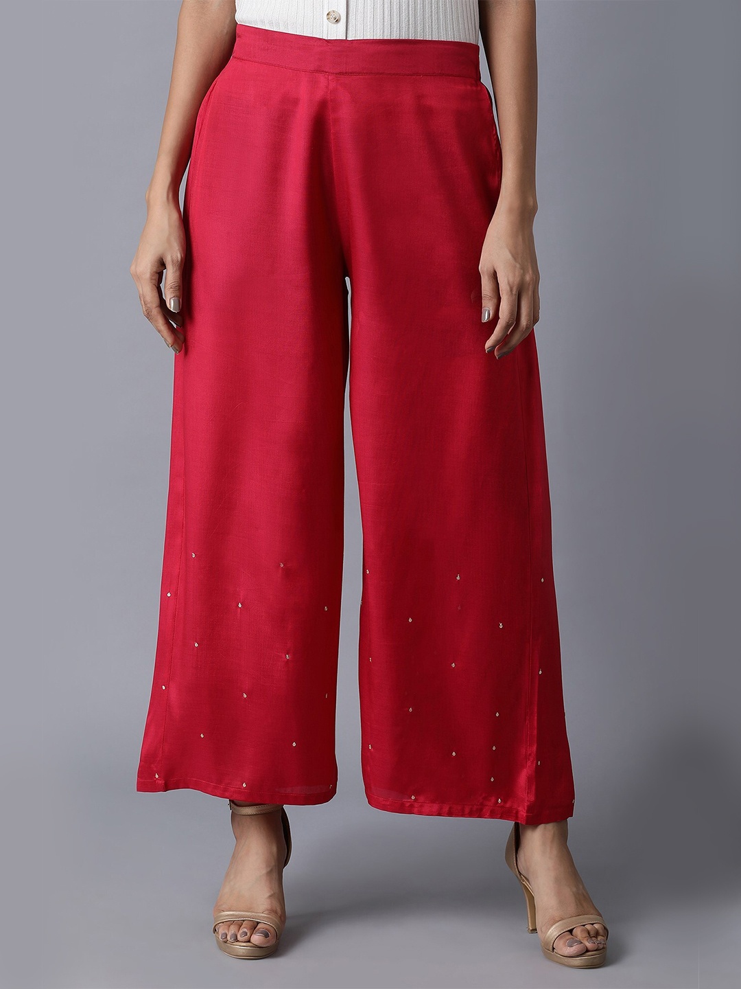 

WISHFUL Women Pink Wide Leg Ethnic Palazzos