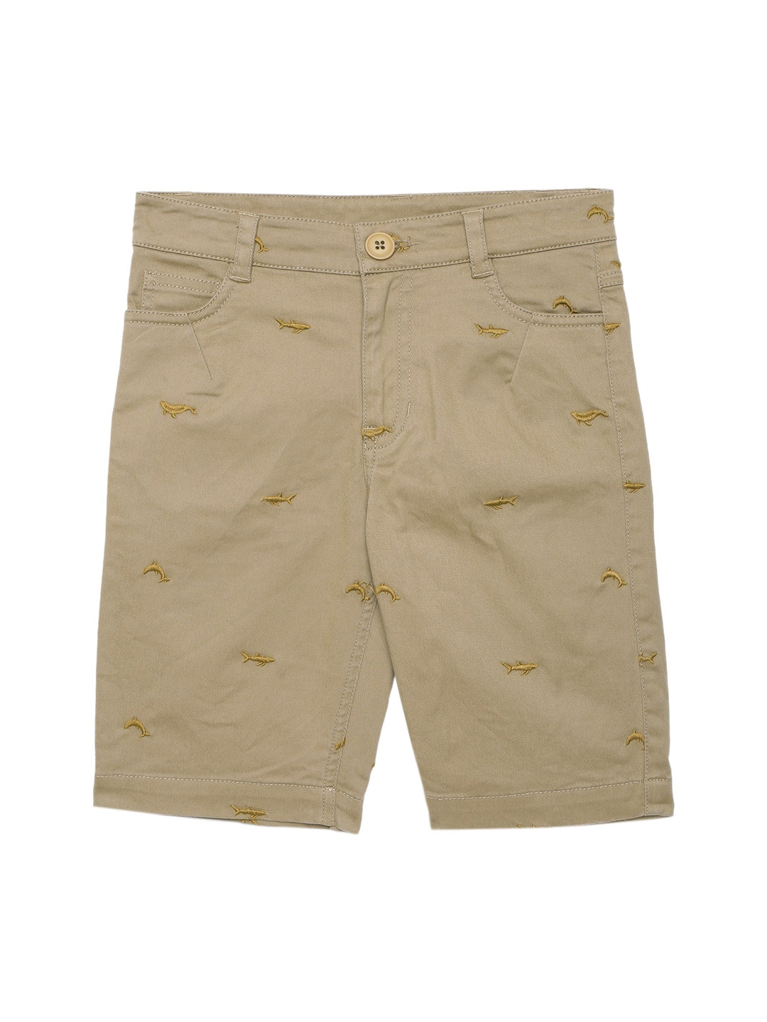

UNDER FOURTEEN ONLY Boys Khaki Slim Fit Mid-Rise Regular Shorts