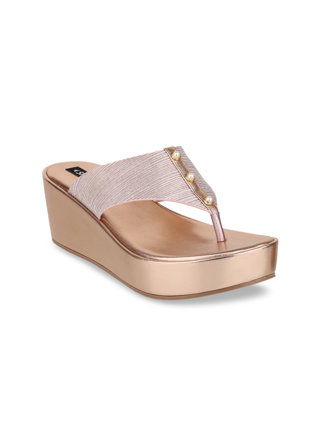

Sherrif Shoes Rose Gold Wedge Sandals