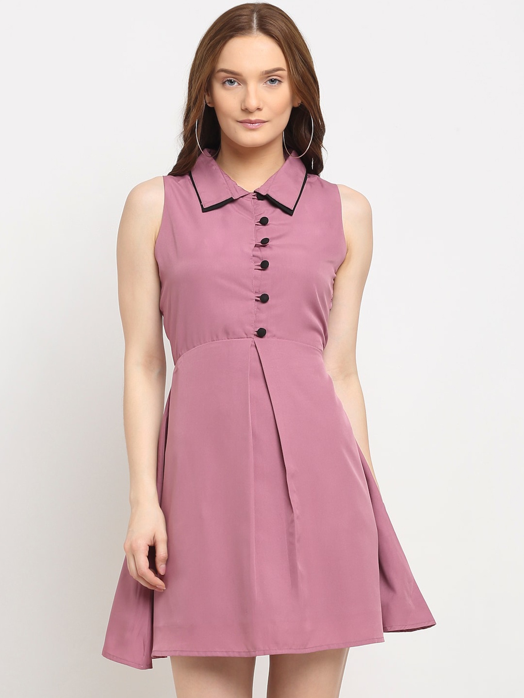 

La Zoire Pink Double Collar Dress