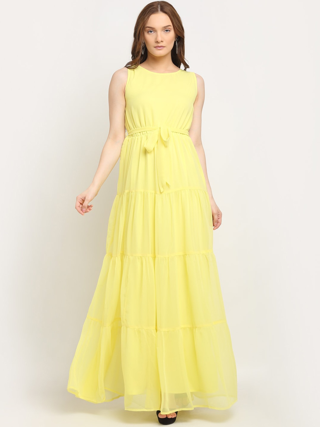 

La Zoire Maxi Dress with Belt, Yellow