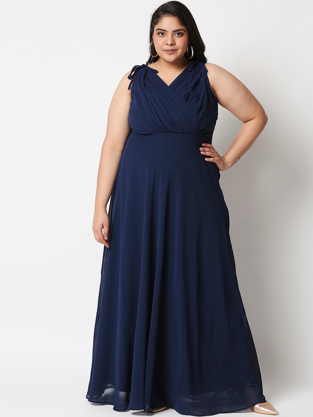 

20Dresses Plus Size Women Navy Blue Georgette Maxi Dresses