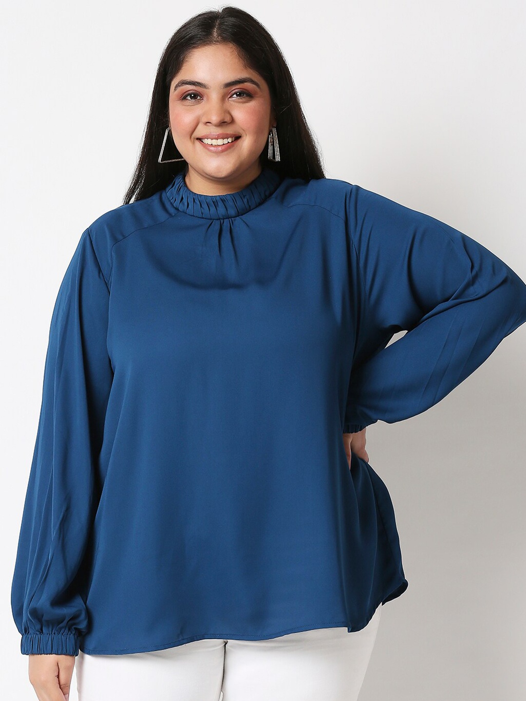 

20Dresses Blue Solid Crepe Top