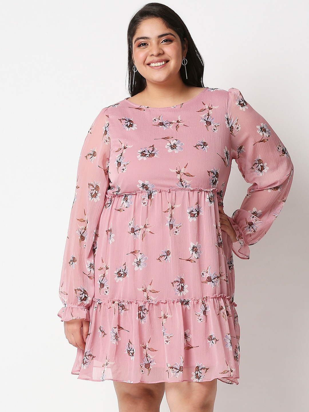 

20Dresses Plus Size Women Pink Floral Chiffon Dresses