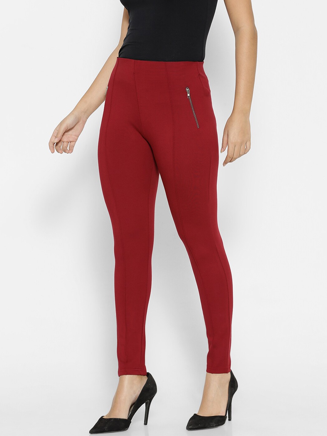 

FOREVER 21 Women Maroon Solid Jegging