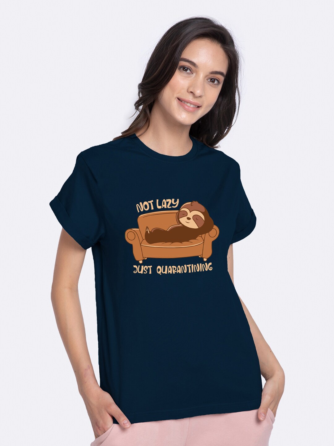 

Bewakoof Women Blue Graphic Printed Boyfriend T-Shirt
