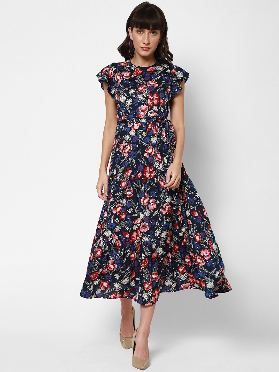 

HOUSE OF KKARMA Women Blue Floral Printed Crepe Maxi Dress