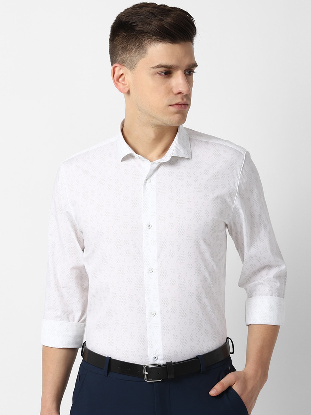 

Louis Philippe Sport Men White Super Slim Fit Opaque Printed Formal Shirt