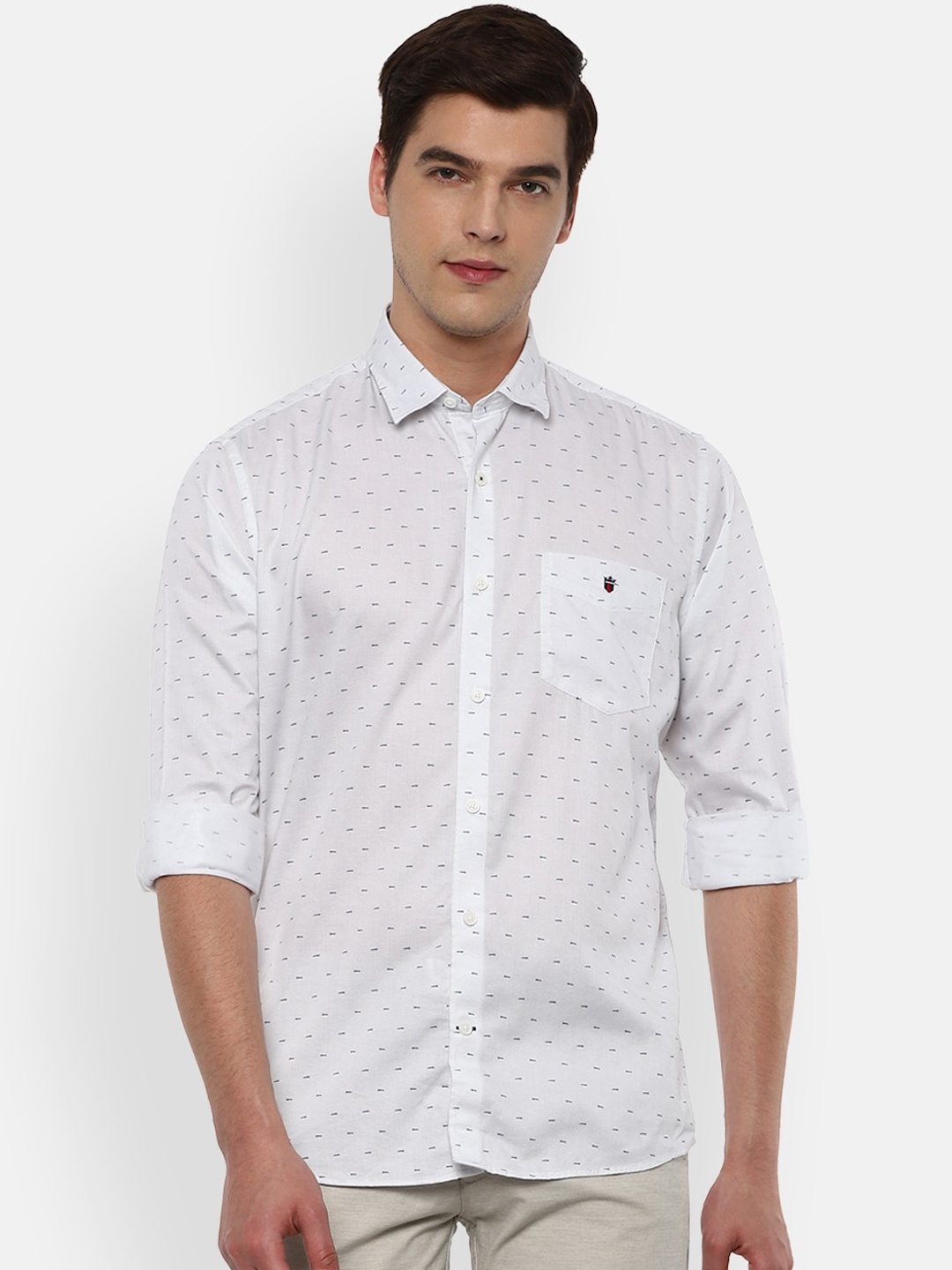 

Louis Philippe Sport Men White Slim Fit Opaque Printed Cotton Casual Shirt