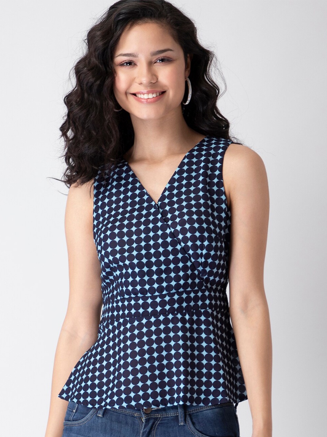 

FabAlley Women Blue V-Neck Wrap Top