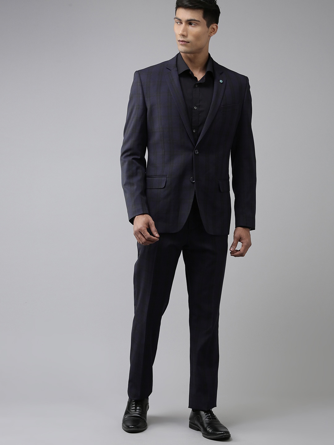 

Arrow Men Navy Blue Checked Body Tailored-Fit 2-Piece Formal Suit