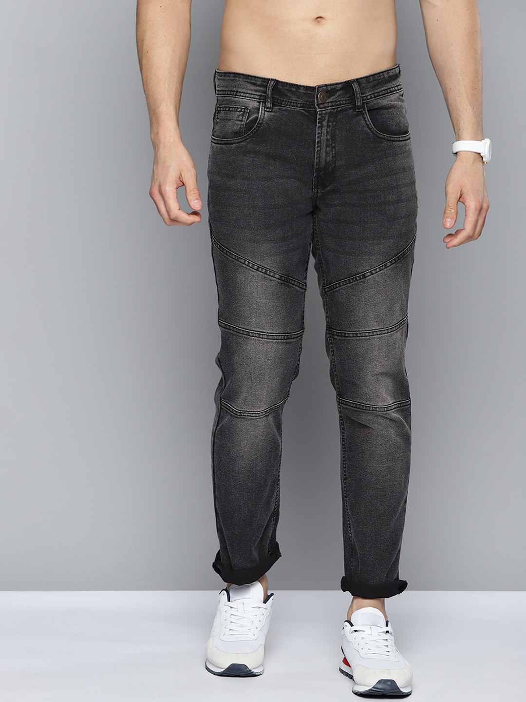 

Harvard Men Charcoal Grey Carrot Slim Fit Light Fade Stretchable Jeans