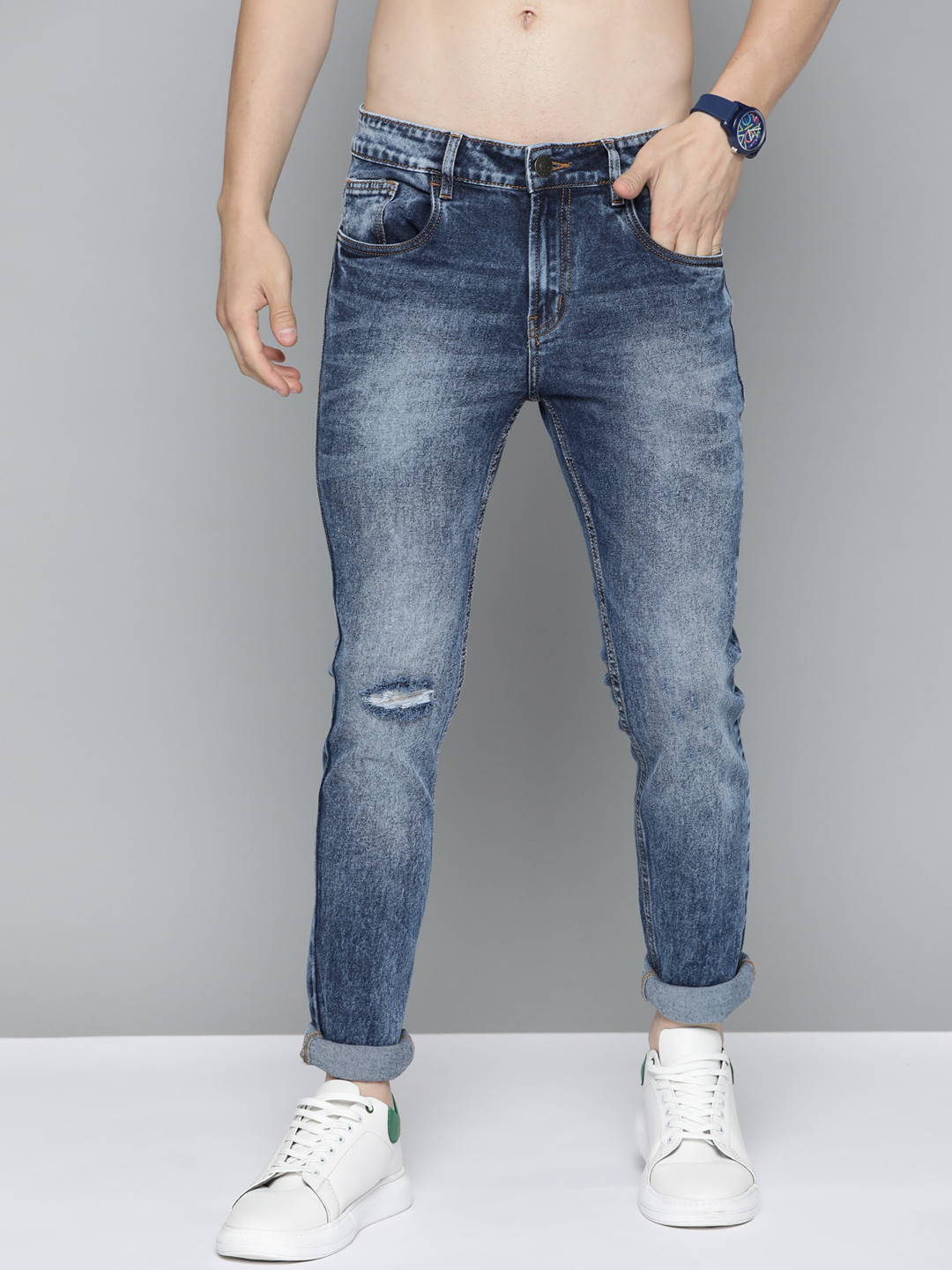 

Harvard Men Blue Skinny Fit Heavy Fade Stretchable Jeans