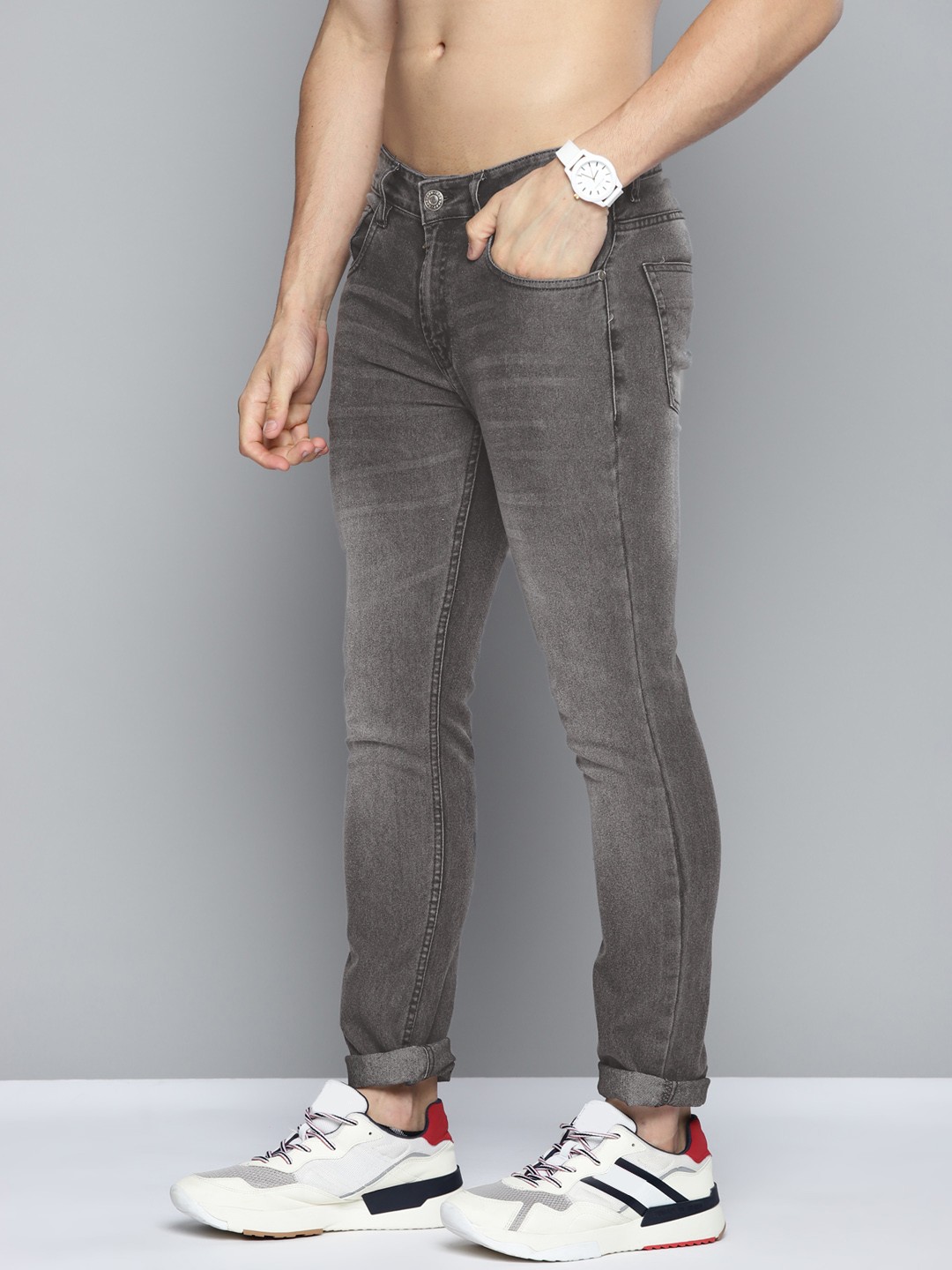 

Harvard Men Charcoal Grey Skinny Fit Light Fade Stretchable Jeans