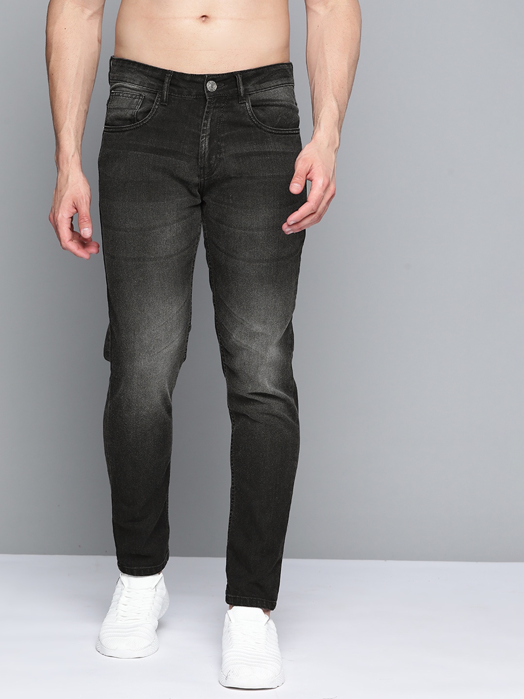 

Harvard Men Black Slim Tapered Fit Light Fade Stretchable Jeans