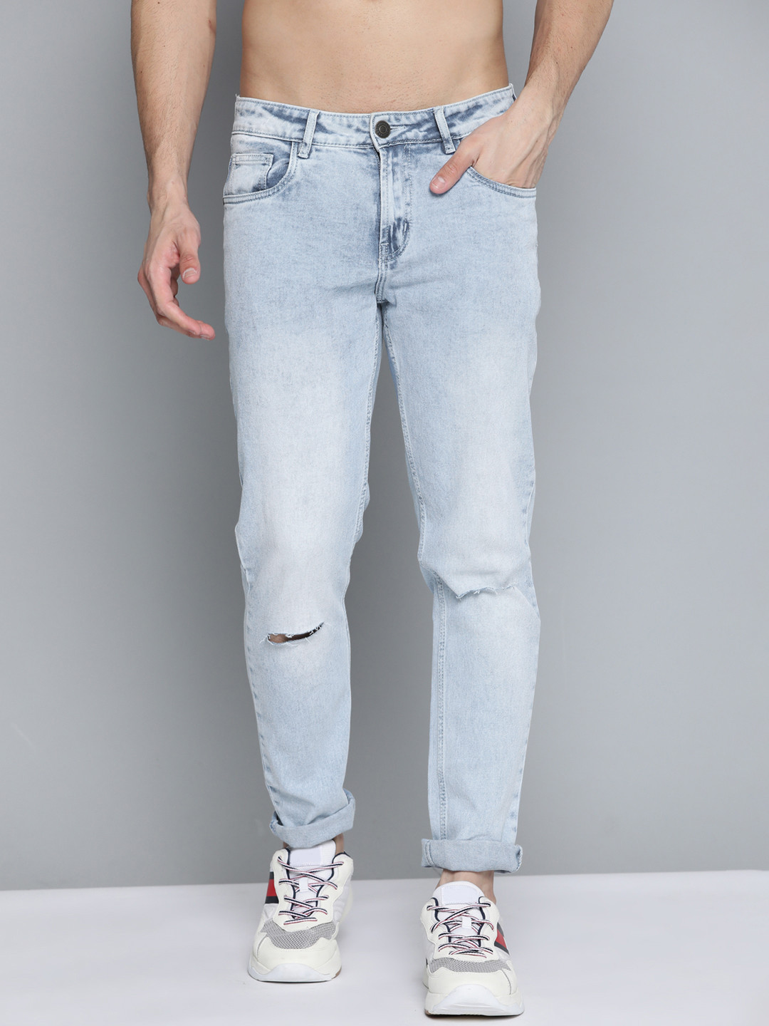 

Harvard Men Blue Slim Tapered Fit Slash Knee Heavy Fade Stretchable Jeans