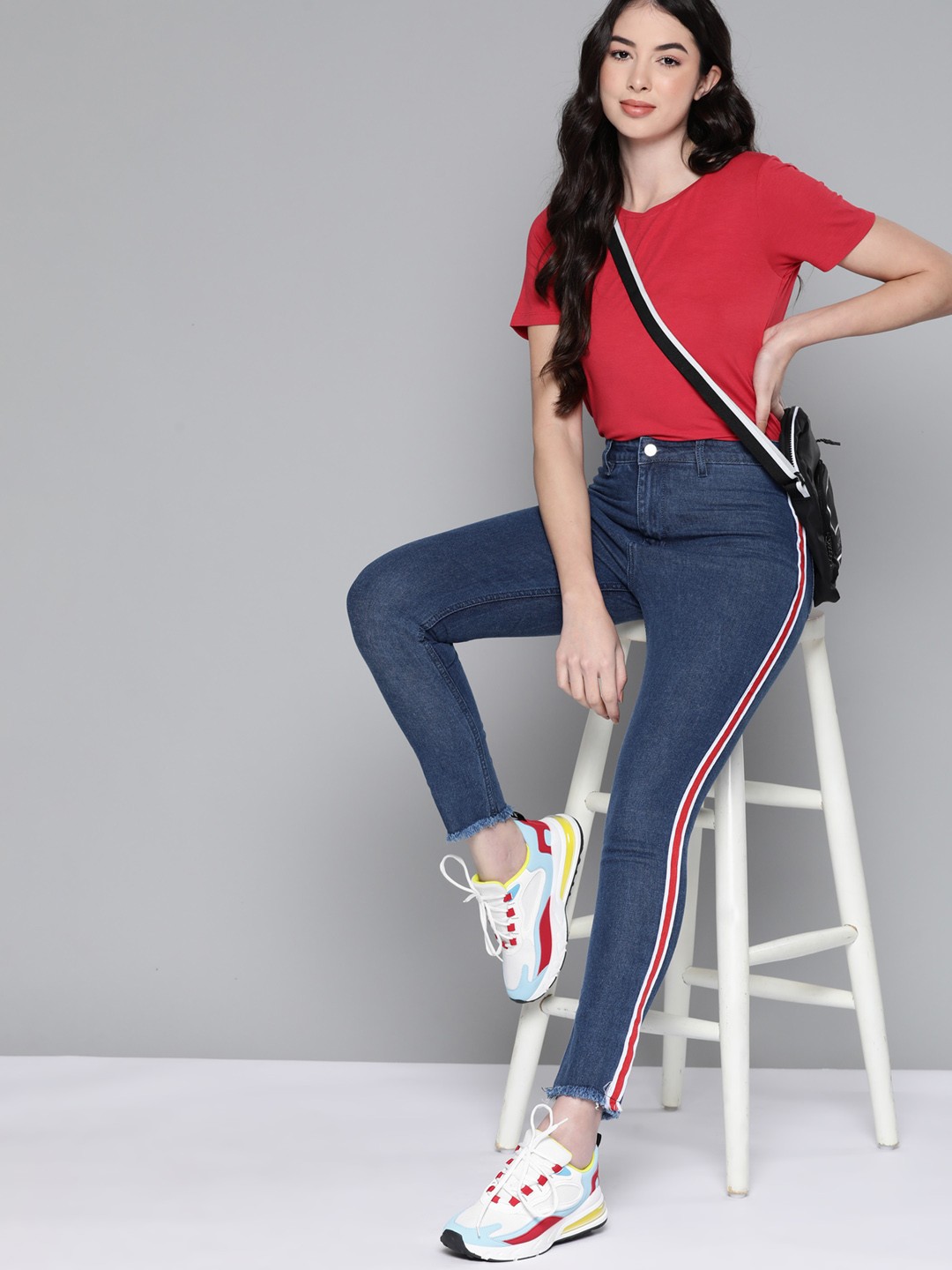 

Harvard Women Navy Blue Super Skinny Fit Side Striped Stretchable Jeans