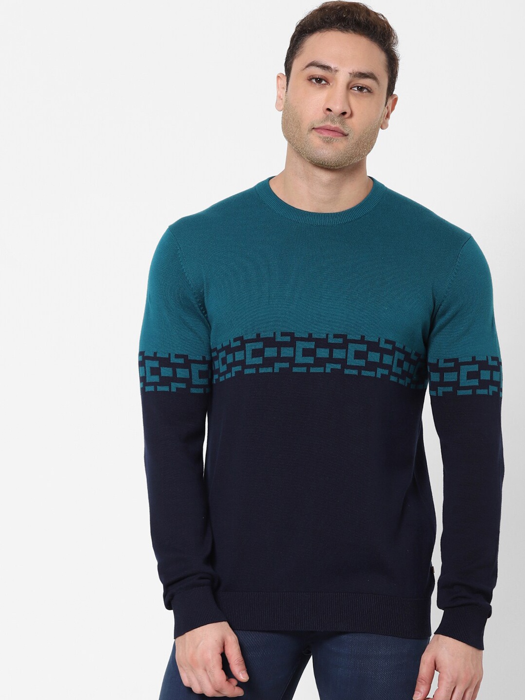 

Celio Men Teal Colourblocked