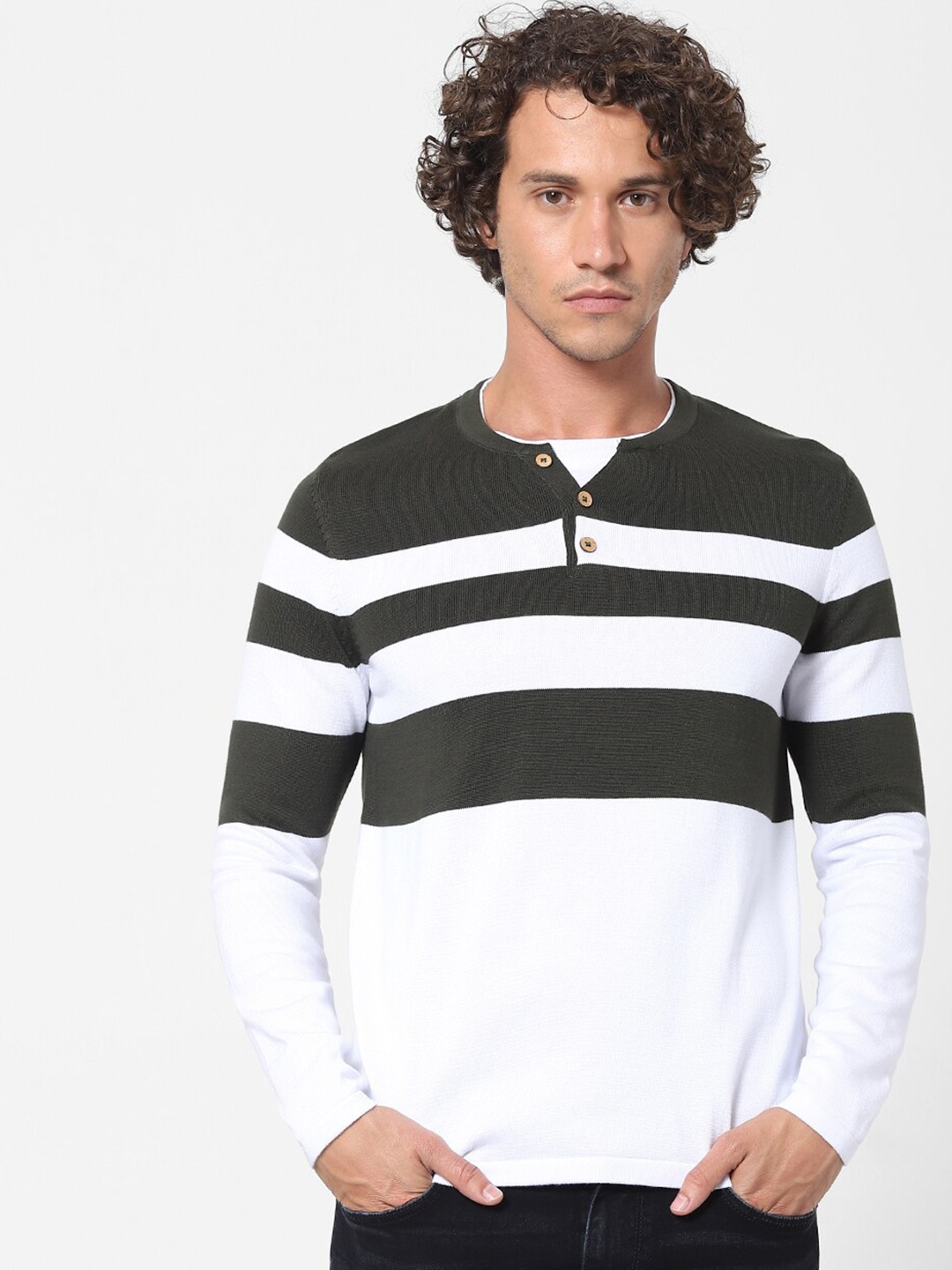 

Celio Men Olive Striped