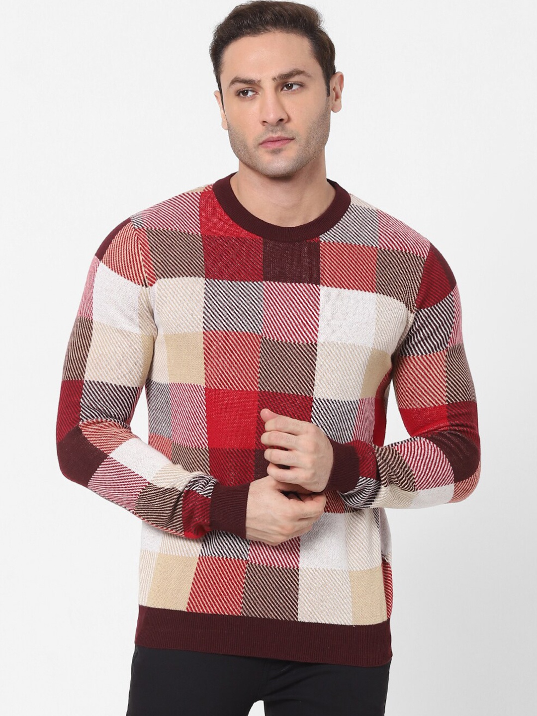 

Celio Men Burgundy Checked