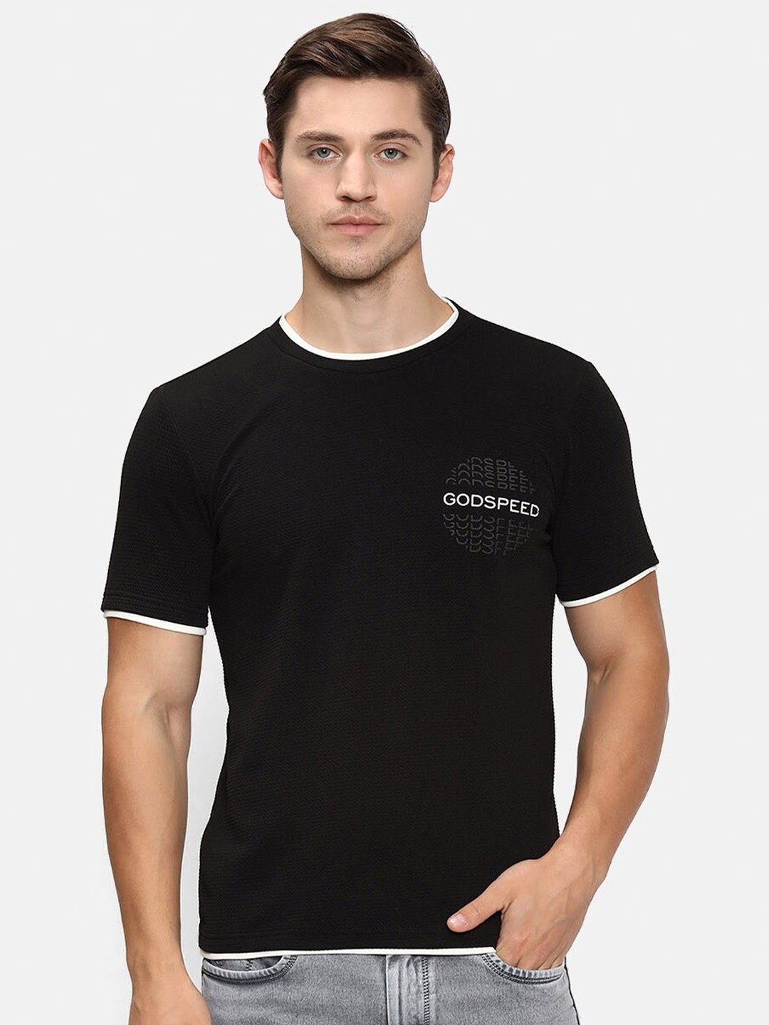 

V2 Value & Variety Men Black Cotton T-shirt