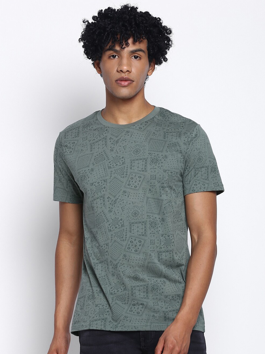 

Wrangler Men Olive Green Printed T-shirt