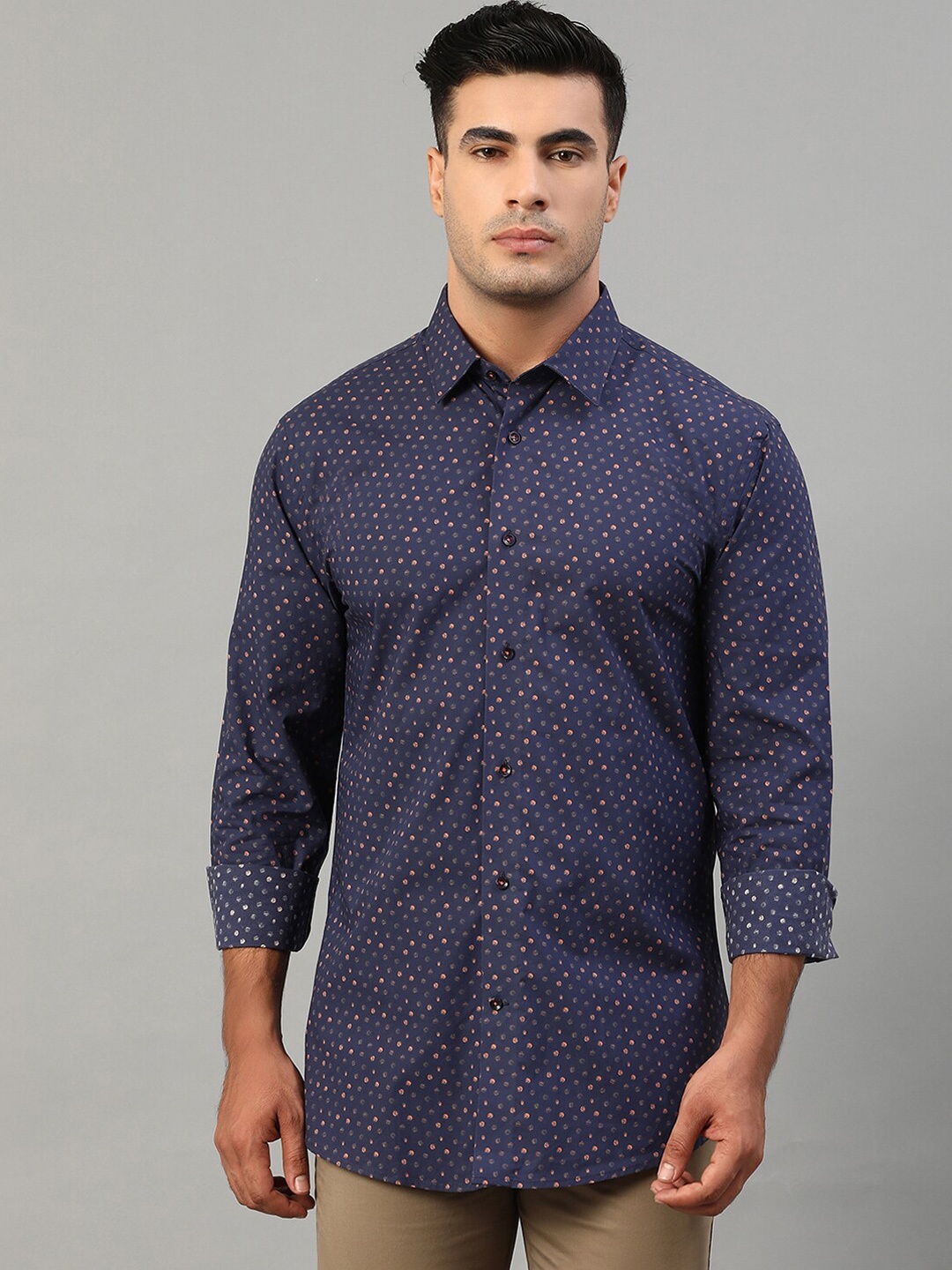 

HARSAM Men Purple Slim Fit Printed Cotton Casual Shirt