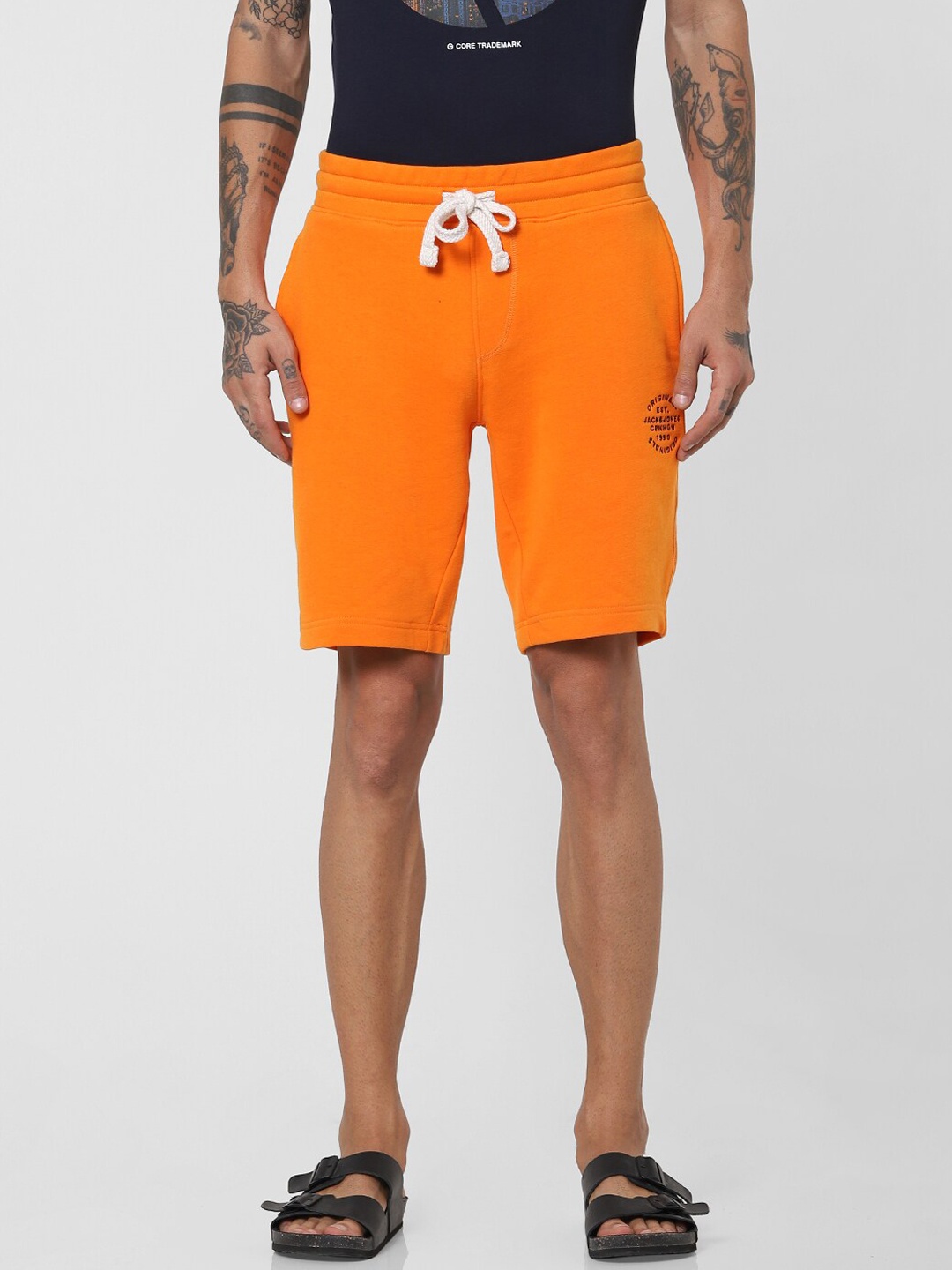 

Jack & Jones Men Orange Mid-Rise Regular Shorts